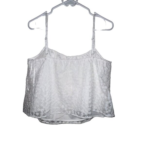 HEATHERLY TAMAR WHITE FLORAL EMBROIDERED‎ LACE CROPPED CAMI TANK TOP WOMEN LARGE - Picture 3 of 11